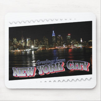 Tapis De Souris Horizon de New York à l'état d'empire de nuit