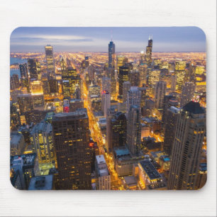 Tapis De Souris Horizon du centre de Chicago au crépuscule