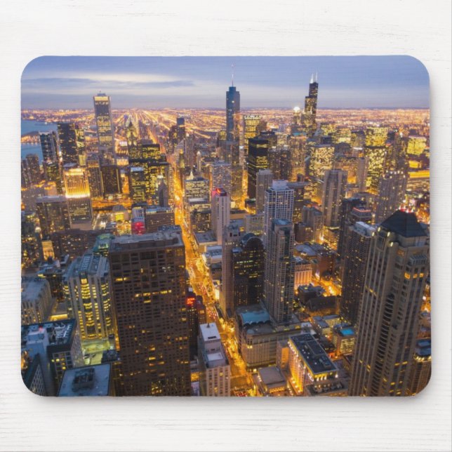 Tapis De Souris Horizon du centre de Chicago au crépuscule (Devant)