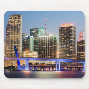 Tapis De Souris Horizon lumineux de Miami du centre au crépuscule