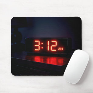 Tapis De Souris Horloge numérique rouge avec heure matinale
