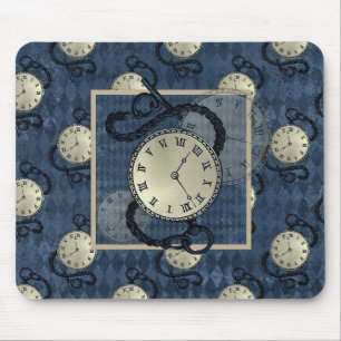 Tapis De Souris Horloges Steampunk & diamant bleu