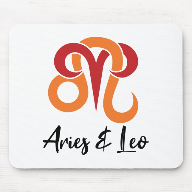Tapis De Souris Horoscope des couples Aries et Leo Zodiac (Devant)