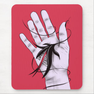 Tapis De Souris Horreur Gothique Poignée Fleur Monster Macab Art