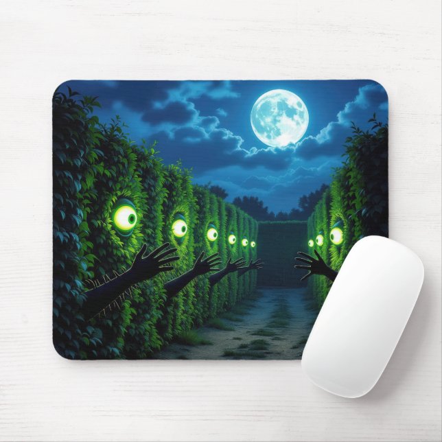 Tapis De Souris Horreur hantée de haie (Avec souris)