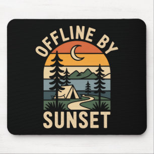 Tapis De Souris Hors ligne au coucher du soleil rétro camping natu
