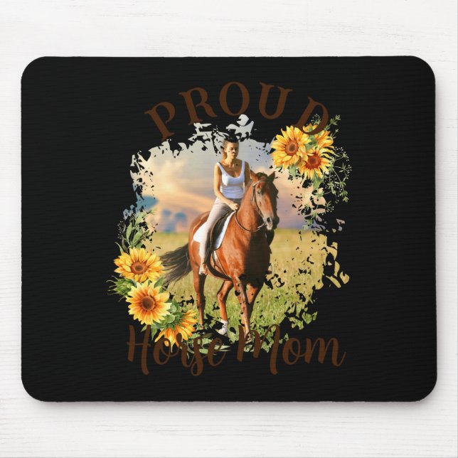 Tapis De Souris Horse Pet Photo Text Sunflower Accent T Shirt  (Devant)