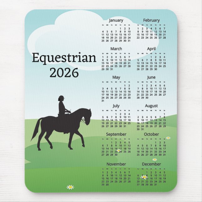 Tapis De Souris Horseback Riding Design 2026 Calendar Mouse Pad (Devant)