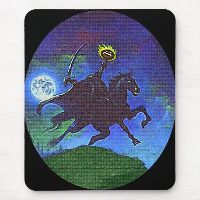 Tapis De Souris Horseman sans tête dans le feu bleu (Devant)