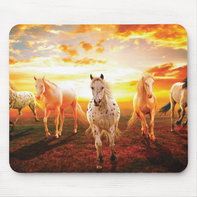 Tapis De Souris Horses at sunset throw pillow (Devant)