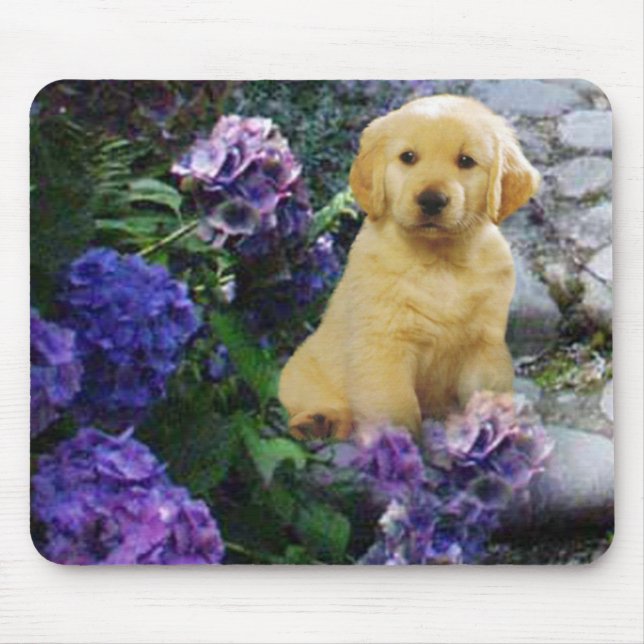 Tapis De Souris Hortensia de Mousepad de golden retriever (Devant)