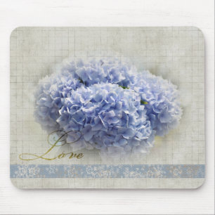 Tapis De Souris Hortensias bleus romantiques