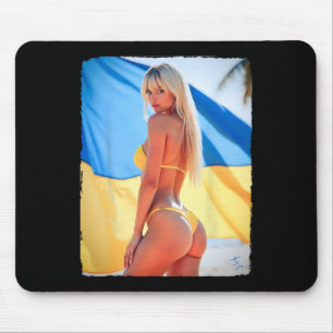 Tapis De Souris Hot Bybe - Belle Fille En Bikini Avec Le Drapeau D