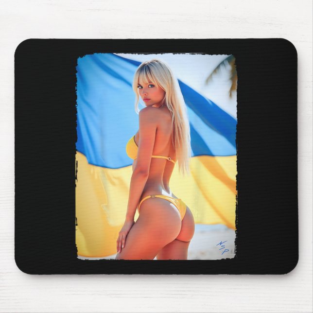 Tapis De Souris Hot Bybe - Belle Fille En Bikini Avec Le Drapeau D (Devant)