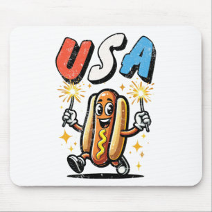 Tapis De Souris Hot Dog 4 juillet Fireworks Independence Day Ret