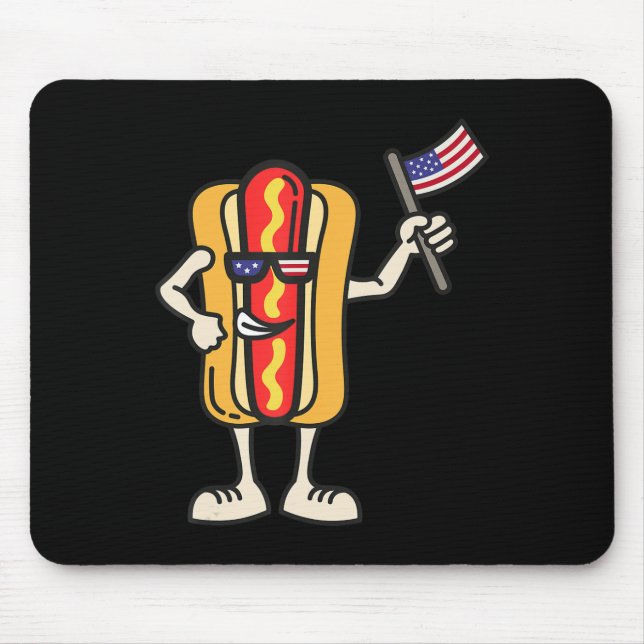 Tapis De Souris Hot Dog American Flag Juillet 4 Patriotic BBQ Cook (Devant)