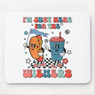 Tapis De Souris Hot Dog Je suis juste ici pour les Wieners 4 juill