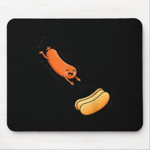Tapis De Souris Hot Dog Sautant Dans Un Pain Amoureux De Nourritur