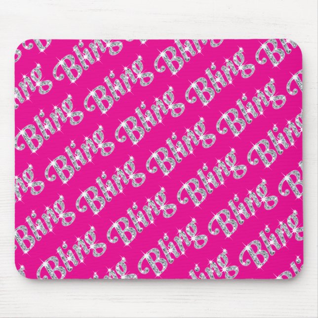 Tapis De Souris Hot Pink Faux diamond bling design mouse mat (Devant)