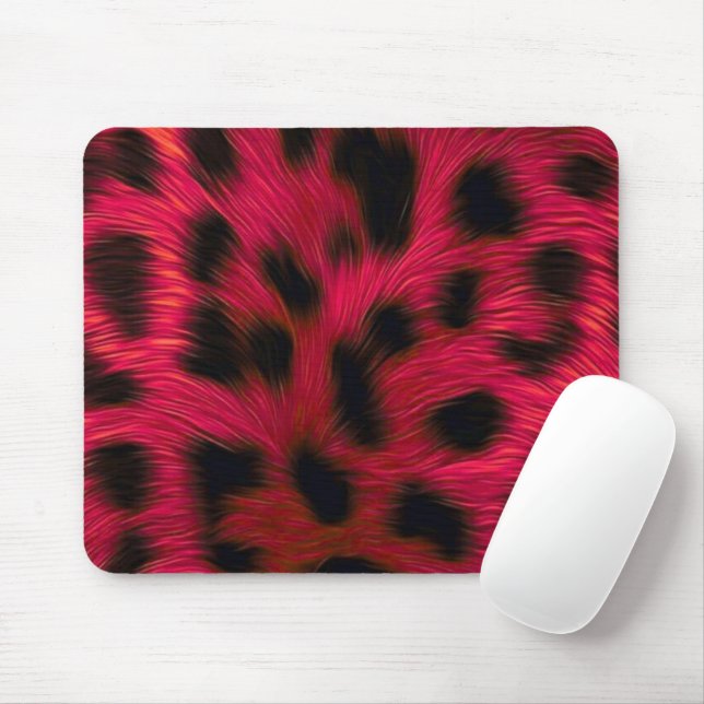 Tapis De Souris Hot Pink Leopard Print Faux  (Avec souris)