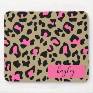Tapis De Souris Hot Pink Leopard Print Personalized
