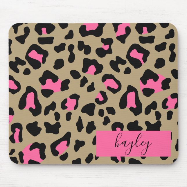 Tapis De Souris Hot Pink Leopard Print Personalized (Devant)