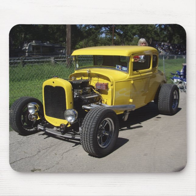 Tapis De Souris Hot rod jaune (Devant)