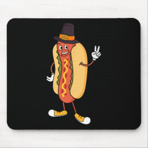 Tapis De Souris Hotdog Thanksgiving Day Drôle Nourriture Automne F