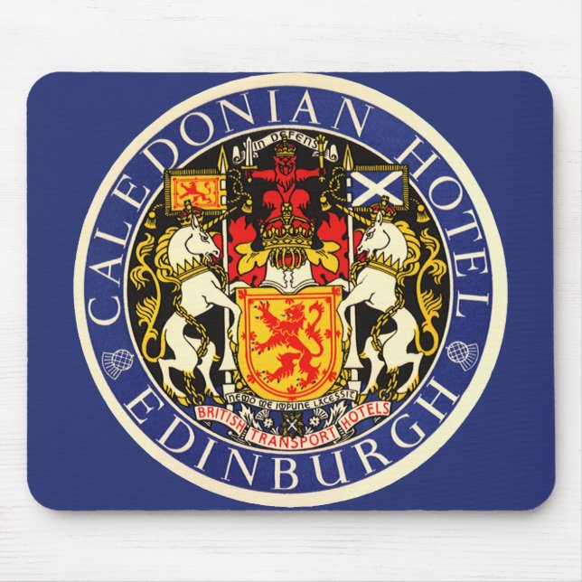 Tapis De Souris Hôtel Caledonian Edinburgh Écosse Voyage Vintage (Devant)