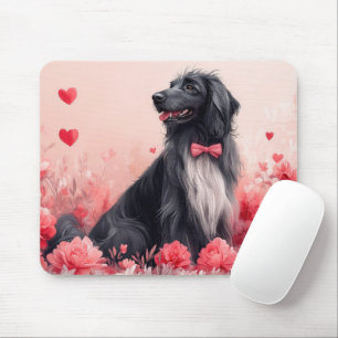 Tapis De Souris Hound afghan avec Roses - Saint Valentin
