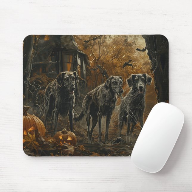 Tapis De Souris Hound Afghan Halloween nuit chien délice (Avec souris)