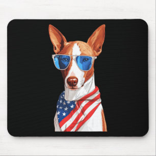 Tapis De Souris Hound Ibizan avec drapeau américain Jour de l'Indé
