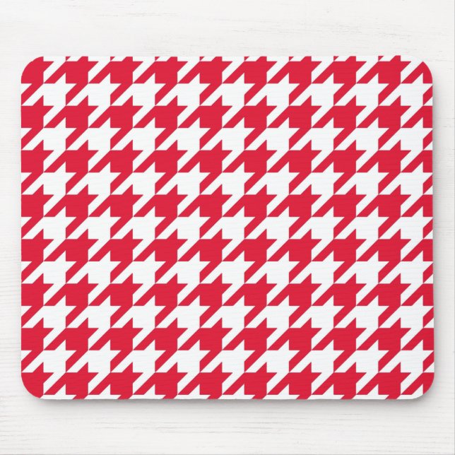 Tapis De Souris Houndstooth élégant en géranium (Devant)