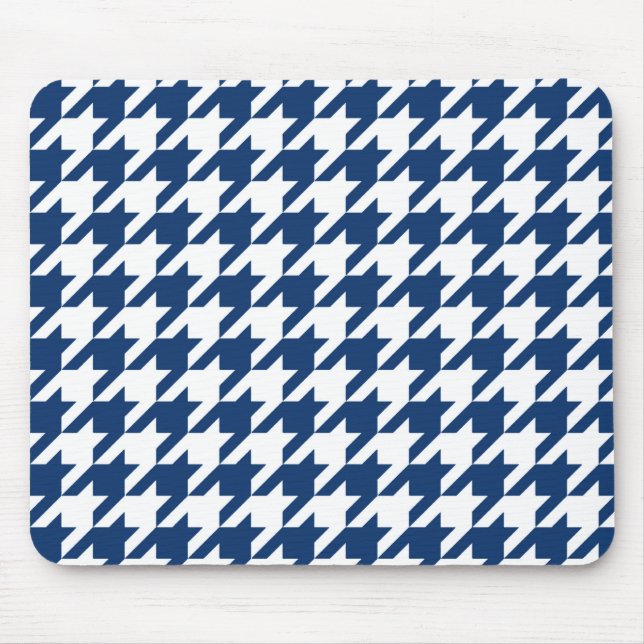 Tapis De Souris Houndstooth Élégant Marine (Devant)