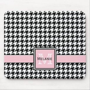 Tapis De Souris Houndstooth graphique tendance avec Monogramme per