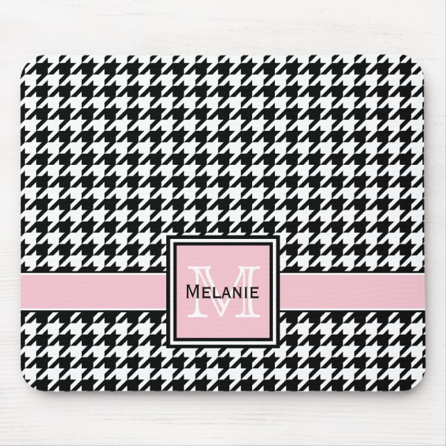 Tapis De Souris Houndstooth graphique tendance avec Monogramme per (Devant)