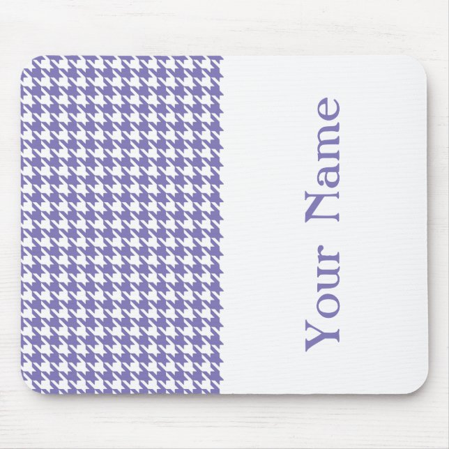 Tapis De Souris Houndstooth moderne violet avec nom (Devant)