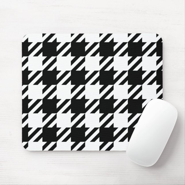 Tapis De Souris Houndstooth noir et blanc (Avec souris)