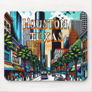 Tapis De Souris Houston, Texas Downtown City View Art Abstrait