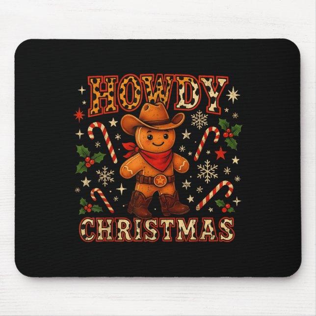 Tapis De Souris Howdy Christmas Cowboy Gingerbread Design  (Devant)