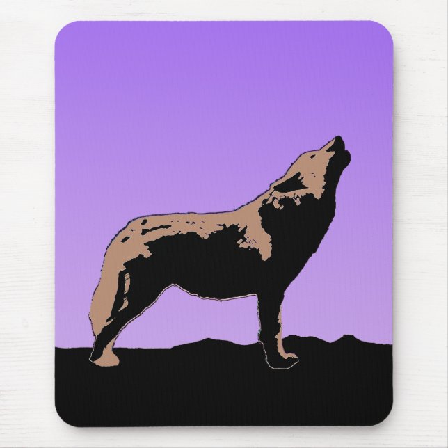 Tapis De Souris Howling Wolf at Sunset - Art faunique original (Devant)