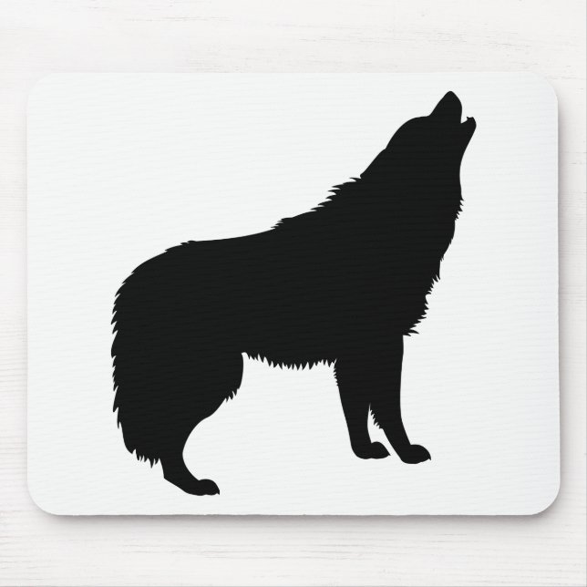 Tapis De Souris Howling Wolf Silhouette (Devant)