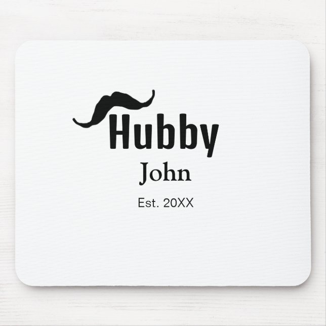 Tapis De Souris Hubby mari ajouter nom date année moustache simple (Devant)