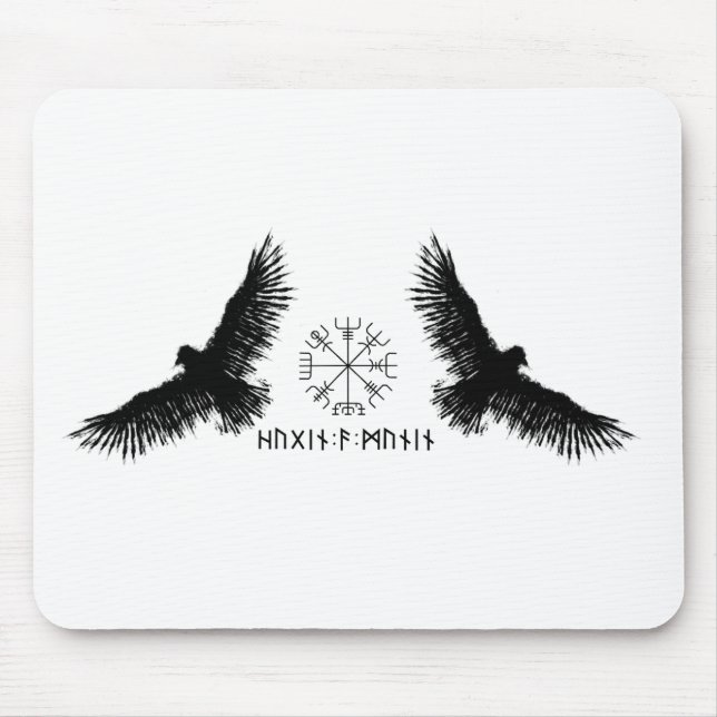 Tapis De Souris Hugin & Munin | Vegvisir | Odins Raben | schwarz (Devant)