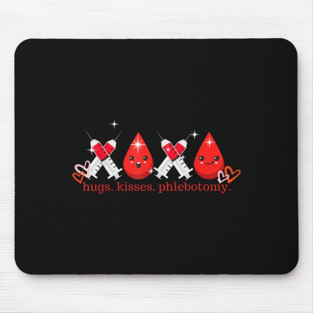 Tapis De Souris Hugs Kiss Phlebotomy Valentines Phlebotomist Lab T (Devant)