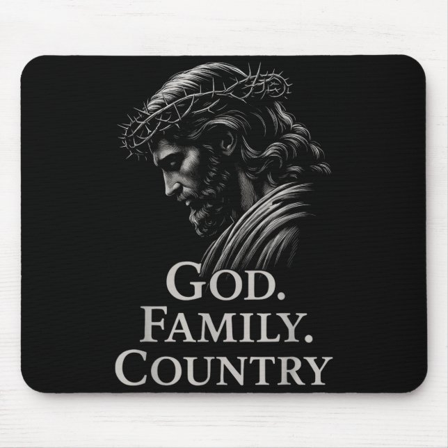 Tapis De Souris Hugvyn God Family Country Jesus Christian Faith Mi (Devant)