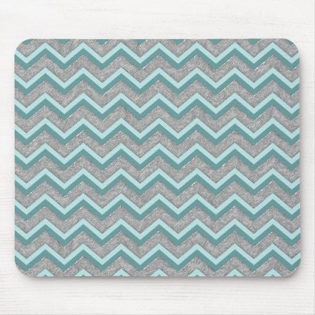 Tapis De Souris Huile d'argent et ZigZag Turquoise (Devant)