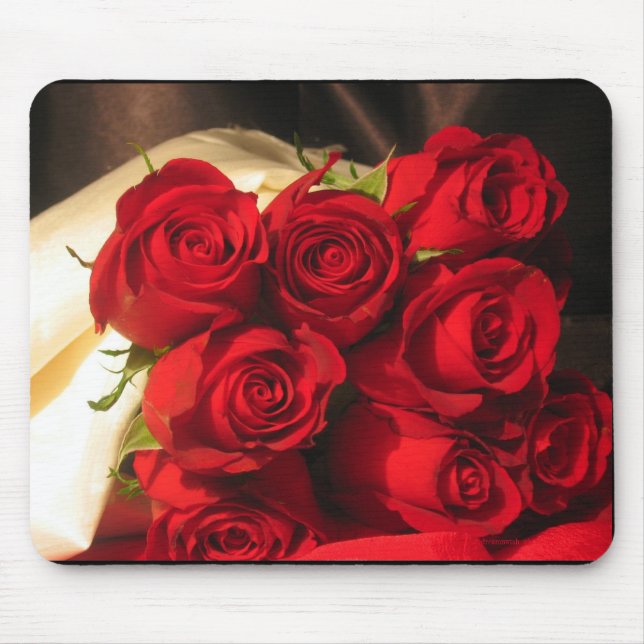 Tapis De Souris "Huit Roses Rouges" (Devant)