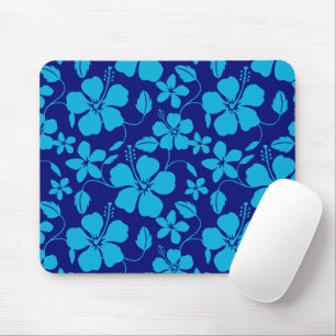 TAPIS DE SOURIS HULA HAWAIEN (HIBISCUS) BLEU FONCÉ/CLAIR
