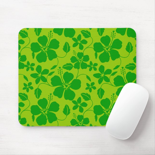 TAPIS DE SOURIS HULA HAWAIEN (HIBISCUS) CITRON VERT (Avec souris)